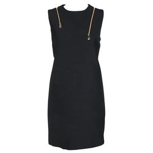 Versace Collection Navy Mini Dress with Zipper Accents